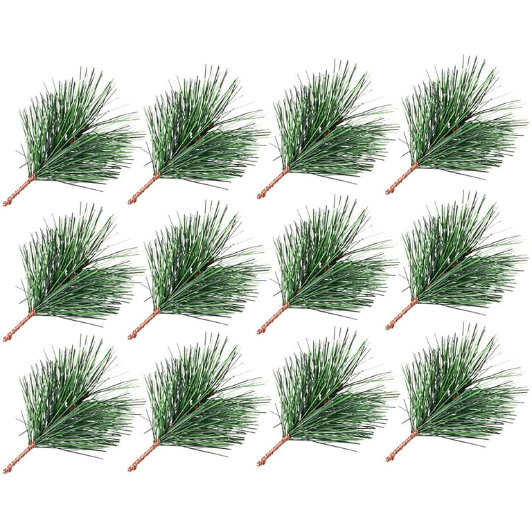 Artificial Pine Branches Christmas Greenery Plants Pine Needles 50pcs Pine Stems Greenery Stems DIY Trident Simulation 3D Christmas Greenery