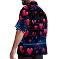 thumbnail image 3 of Valentine's Day Love ECG Men's Short Sleeve Beach Shirts, Casual Button Down Poplin Printed Summer Tops - Unisex, 3 of 6