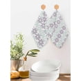 thumbnail image 2 of Teal Purple Floral Kitchen Dish Towels for Drying Dishes Set of 3, Modern Abstract Art Spring Flowers Waffle Weave Microfiber Hand Tea Bathroom Towels Quick Dry & Absorbent Towel 12x12, 2 of 7