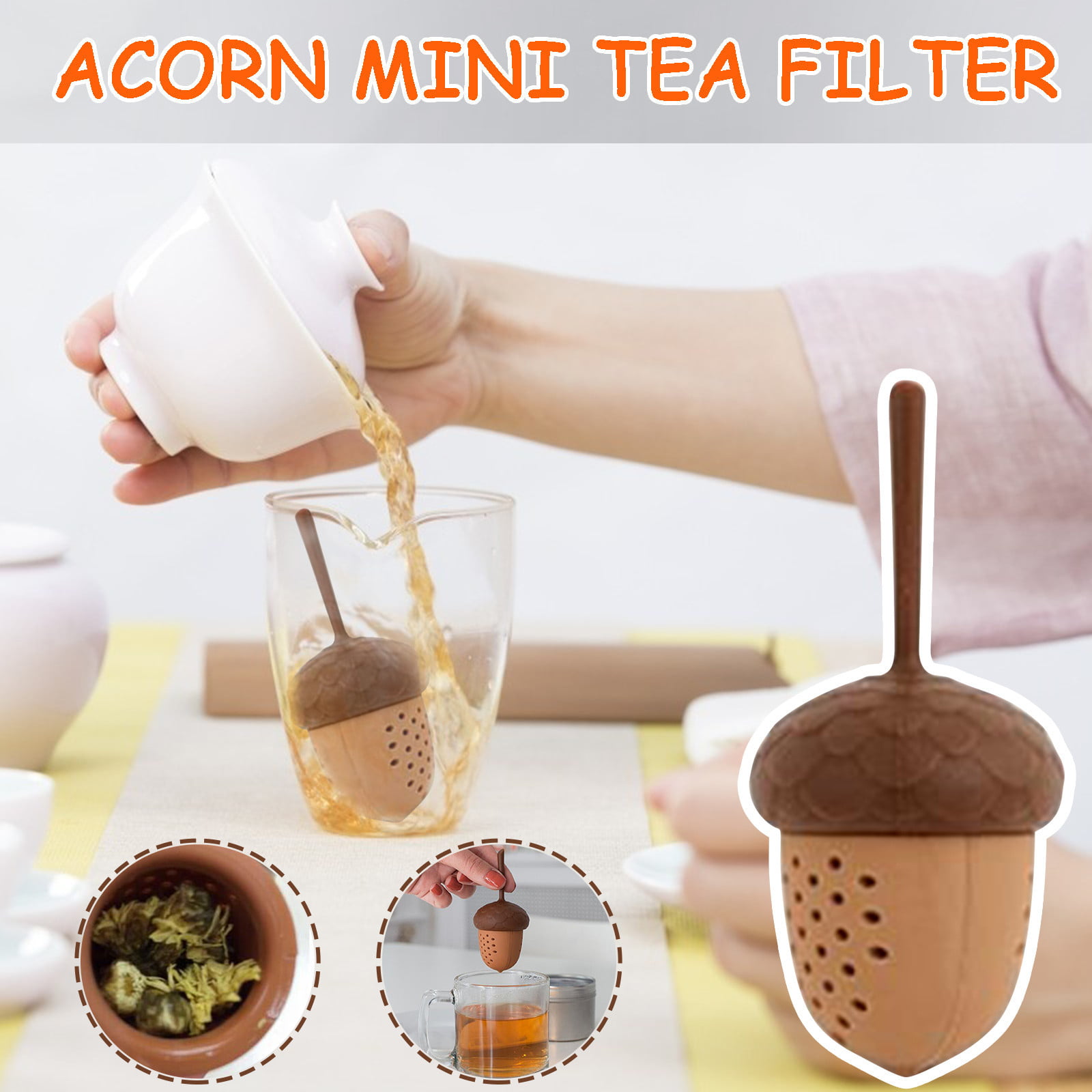 2PCS Creative Cute Tea Infuser Acorn Silicone Tea Infusers Tea Strainer 