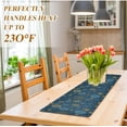 thumbnail image 2 of Long Trivet Heat Resistant Table Runner Gold Blue Snowflakes Non Slip Table Protector Waterproof Easy to Clean Winter Vintage Christmas Hot Pads Pot Holders Durability Versatility, 2 of 7