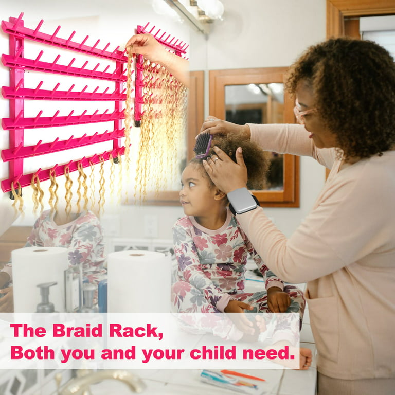 3-In-1 Braiding Hair Rack, 120 Pegs Wall Mount Hair Holder for Braiding,  Multipu