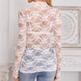 thumbnail image 3 of ZIXKCGDSE Mesh Long Sleeve Top for Women Lace Shirts See Through Floral Embroidery Blouse Size S, 3 of 4