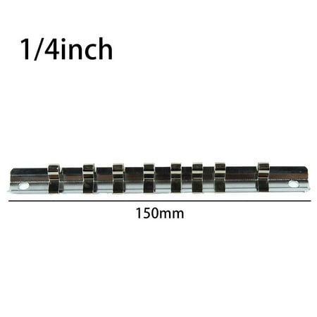 

Socket Rack Holder 1/4 3/8 1/2inch with 8 Clips On Rail Tool Organizer Storage
