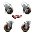 thumbnail image 2 of 4 Inch High Temp Glass Filled Nylon Swivel Bolt Hole Caster Set with 2 Brakes, 2 of 2