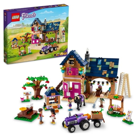 LEGO Friends Organic Farm House Set 41721 with Toy Horse, Stable, Tractor and Trailer plus Animal Figures, for Kids, Girls and Boys Aged 7 