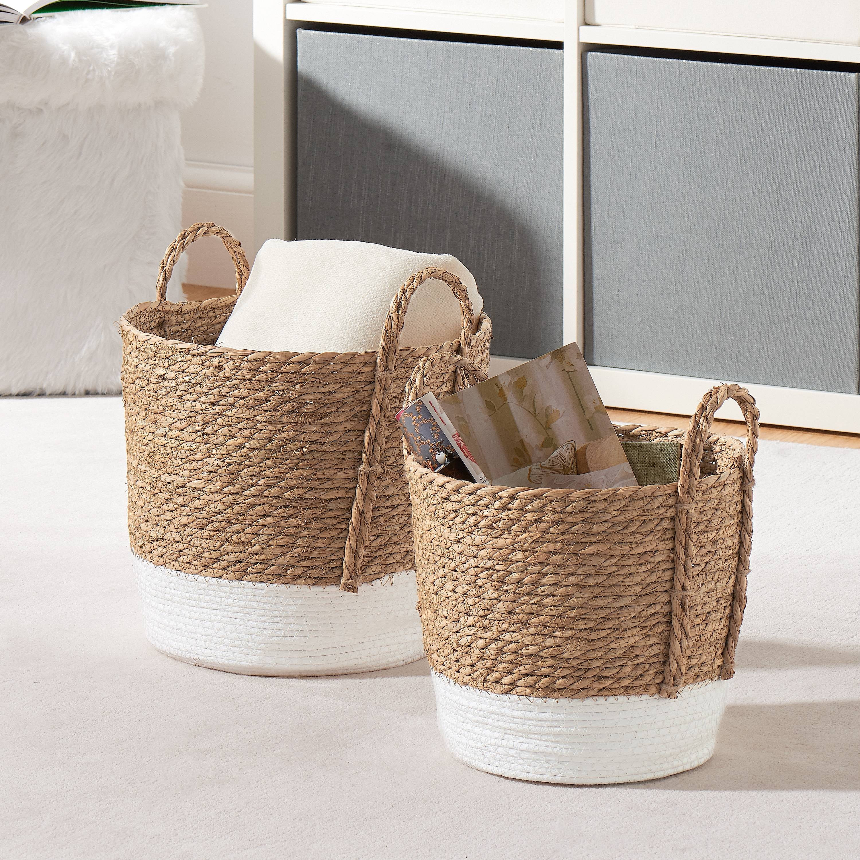 Mainstays Seagrass & Paper Rope Baskets, Set of 2, Small and Medium, Storage