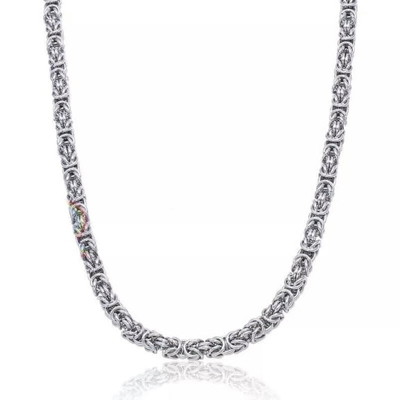 QQTDFG New Men Jewelry Stainless Steel 8mm 24" Silver Round Byzantine Chain Necklace-default