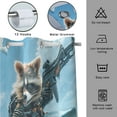 thumbnail image 5 of Funny Animal Shower Curtain, Cool Cute Raccoon Riding Shark Ocean Wave Shower Curtain for Bathroom, Fun Nautical Coastal Funny Kids Children Fabric Waterproof Bath Curtains with 12 Hooks 60x72in, 5 of 5