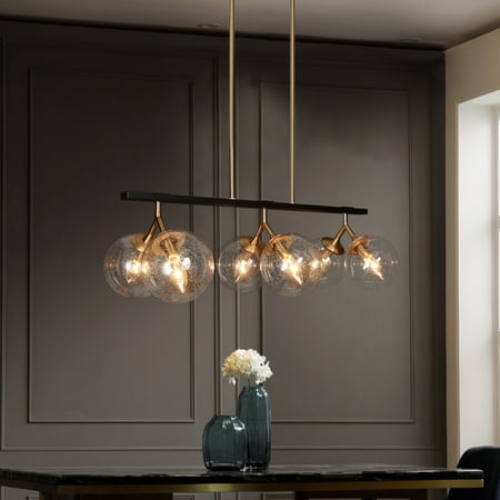 

Marsie Modern Transitional 6-light Orb Seeded Glass Chandelier Linear Kitchen Islands Lights - L28.5 x W12 x H72.5