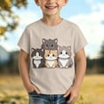 thumbnail image 2 of Ruiwill Toddler Boys Shirts Size 1-2 Years Crew Neck Short Sleeve Cute Cat Print Tshirts Summer Dailywear Casual Breathable Kids T-Shirts Beige, 2 of 4