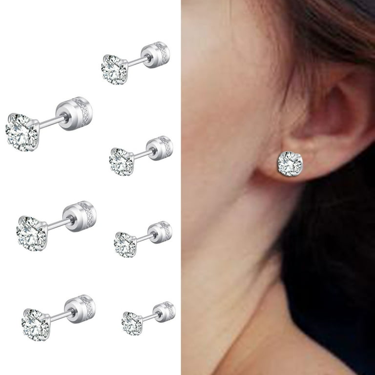 PhoneSoap Titanium Steel Stylish Round Zircon Fine Needle Earrings