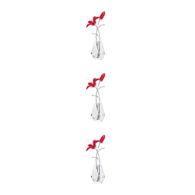 Toystoory Estatuilla de flor de cristal transparente con adorno de tallo de plata/metal ramos de escritorio hechos a mano para el día de la Type1 NO1