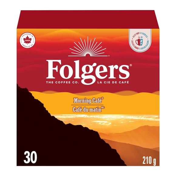 Folgers Morning Café K-Cup Coffee Pods 30 Count, Made from Pure 100% Coffee.