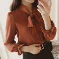 thumbnail image 2 of Blouse Décontractée à Manches Longues avec Col Noué et Papillon pour Femmes S-4TG, 2 of 6