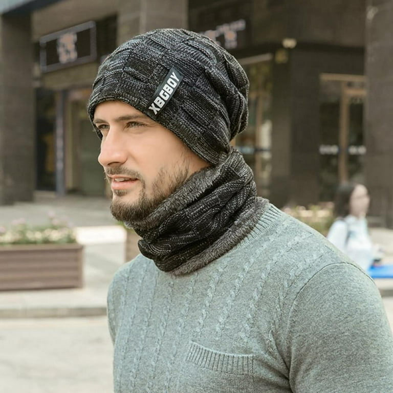 Cap And Neck Scarf Wool Warm Black Color - Online Islamic Store