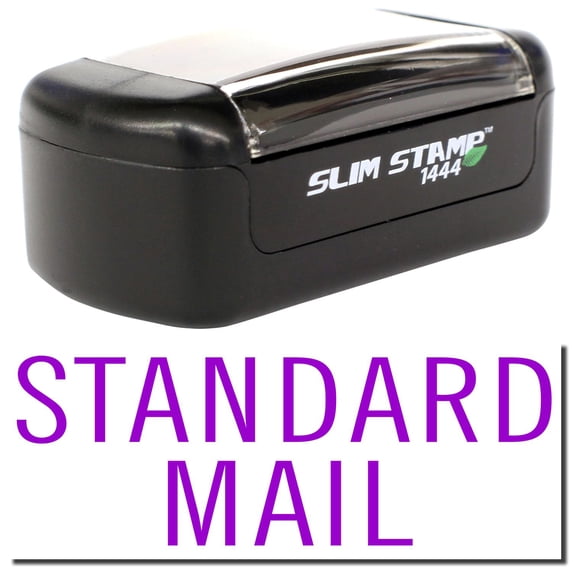 Slim Pre-Inked Standard Mail Stacked Stamp, Slim 1444, Ultra Slim Design, Impression Size 1/2" by 1-3/4", Up to 25,000 Impressions - Purple Ink