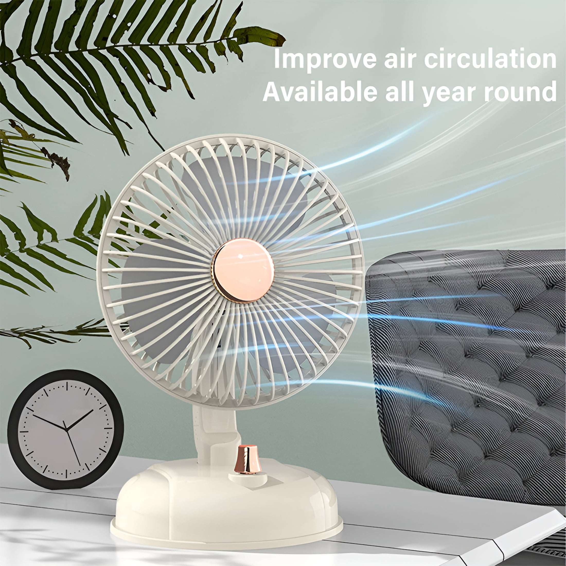 HIBIBUD Oscillating Vintage Fan, Metal Retro Table Top Fan, Adjustable Head Tilt, Quiet 4 Speeds Plug-In Desk Fan for Bedroom Home Office & Kitchen