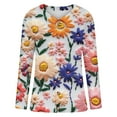 thumbnail image 5 of Cárdigan holgado informal con estampado de manga larga y botones para mujer, chaqueta de punto, top de poliéster para mujer, 5 of 5