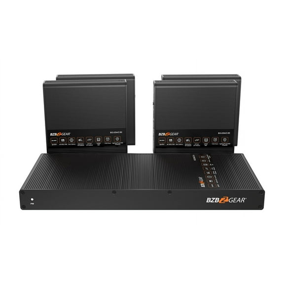 BZBGEAR 1x4 4K UHD HDMI Splitter/Distribution Amplifier Kit with 4 Receivers and IR/RS-232/Audio De-embedding up to 230ft over Category Cable