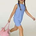 thumbnail image 6 of Girls' Clothing Sets Summer Outfits Size 8 Cute Preppy Girls 2 Piece Outfits Lounge Set Athletic Sleeveless T Shirts Top and Shorts Clothing Sets Light Blue 9-10 Years, 6 of 7