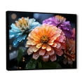 thumbnail image 2 of Designart "Moonlit Zinnias I" Zinnias Floater Framed Canvas Art Print, 2 of 5