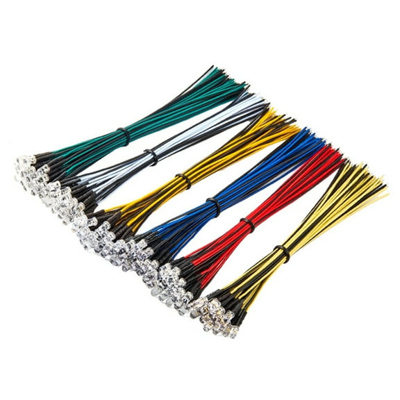 120pcs 12V 5mm LED Diode Lights 6 Colors Pre-wired Micro Led Lights Diodes Assorted Kit -White Red Blue Green Yellow Warm White