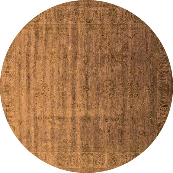 Ahgly Company Indoor Round Oriental Orange Industrial Area Rugs, 5' Round