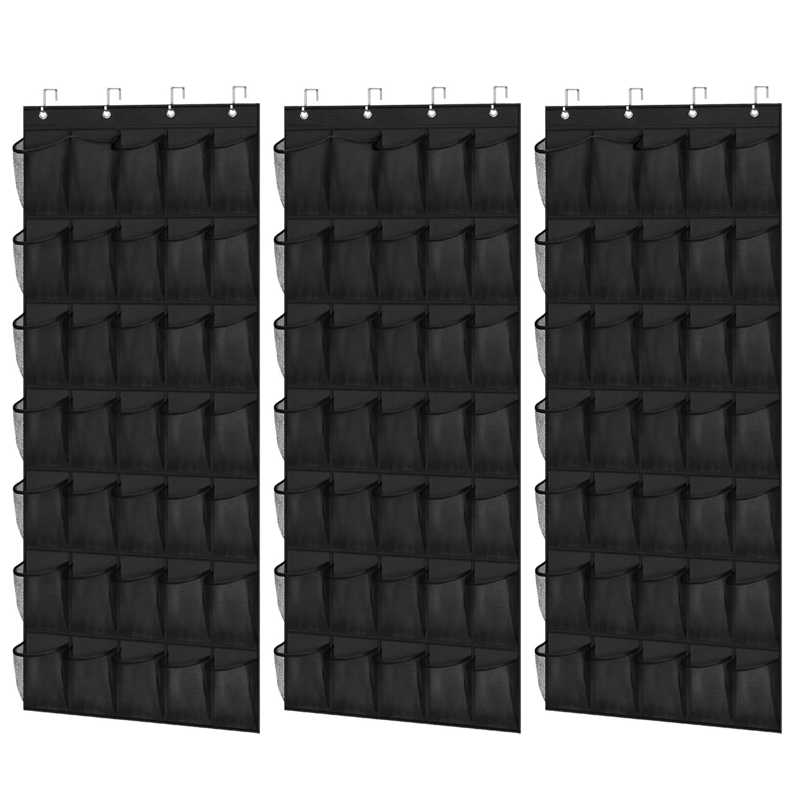 3 Pcs Over the Door Shoe Organizers, 35 Pockets Large Hanging Storage Bags, Space-saving Non-Woven Mesh Shoe Racks, Hanging Storage Holders for Shoes, Boots, 27.5×65", Fits Standard Doors