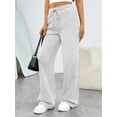 thumbnail image 2 of MLDRA Women’s Wide Leg Casual Lounge Pants for Work Going Out Travel,2026 Women Grey Pants with Drawstring Elastic Waist and Pockets, 2 of 6