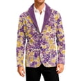 thumbnail image 2 of Dwelliawo Easter Corduroy Blazer Men Slim Fit Sport Corduroy Suit Jacket Long Sleeve Graphic Printed Wear Coats Single Breasted Notched Lape Tweed Blazer Casual Business Mens Blazer Dark Purple S, 2 of 5