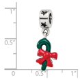 thumbnail image 2 of Sterling Silver Green Enameled Candy Cane Dangle Bead Charm, 2 of 2