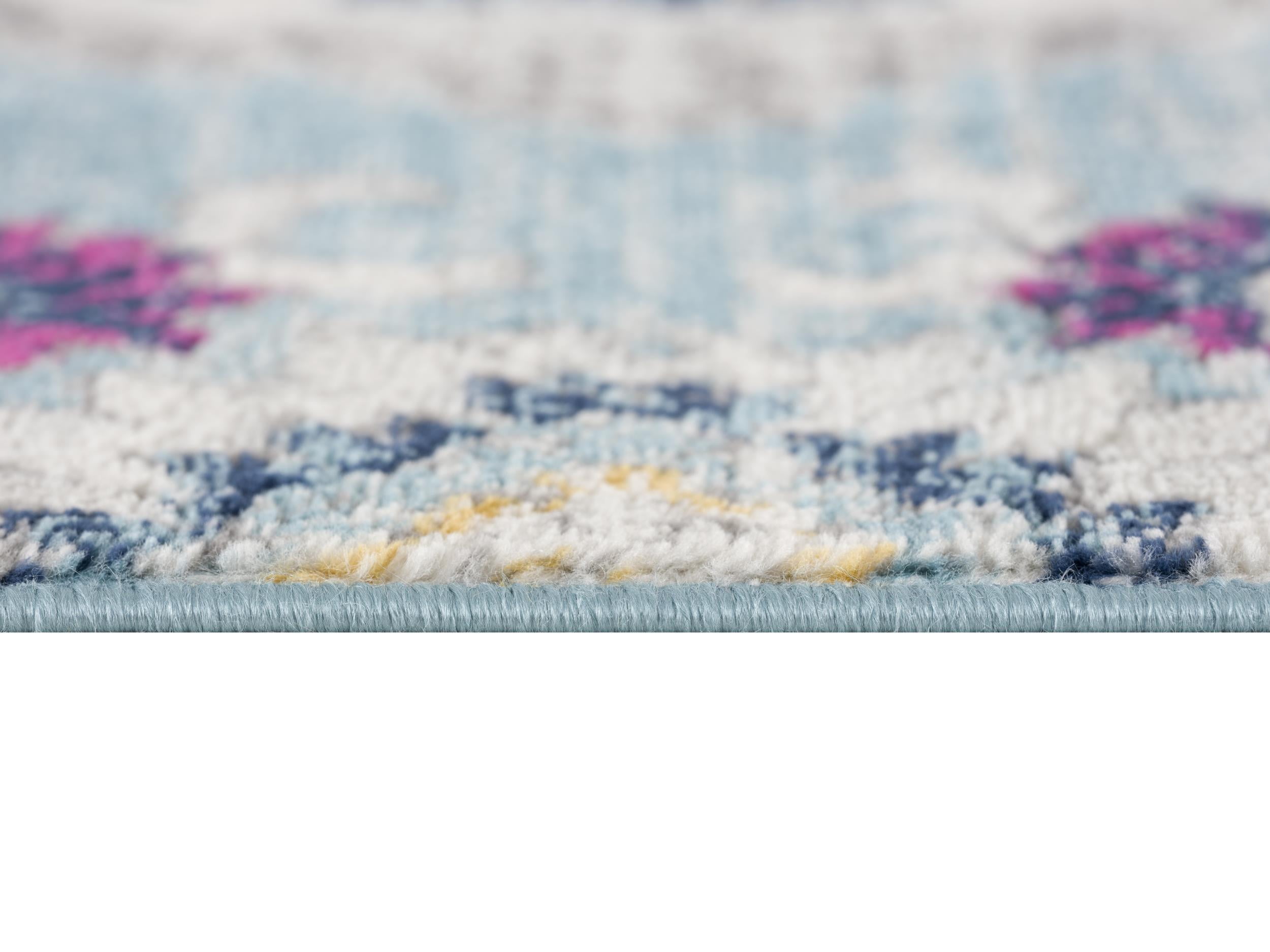 Tapis d'intérieur bohème Branch Savannah 2' x 30' (taille exacte : 2'3" 30'), bleu gris, style transitionnel - Entrée, couloir, salle de bain et cuisine