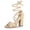 Beige, variant on Women's Sandals Lace Up Chunky Heel Open Toe Crisscross Ankle Wrap Dress Heels Yellow 9