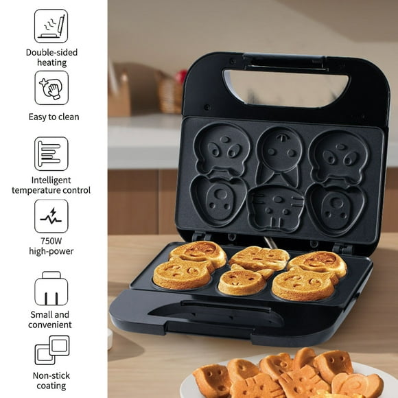 Waffle Maker,Different Cat Shaped 6 Different Cat Pancakes Non-stick Waffler Waffle Maker Make Animal Waffle Maker Waffler Iron Iron Children Children And Make 6 Different