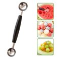 thumbnail image 3 of Cuchara de melón Cortador de bolas de doble extremo / Moldeador de bolas / Cuchara hueca, Cuchara de bola de melón de fruta de acero inoxidable, Plata Xemadio LKX-0831, 3 of 8