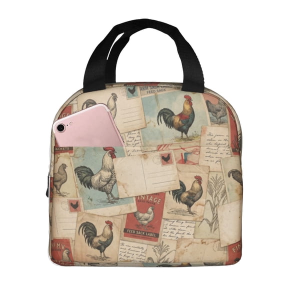 Chicken Lunch Bag For Women Men, Insulated Reusable Lunch Tote Bag, Large Capacity Lunch Box For Work, Leakproof Cooler Lunch Bag For Office Picnic Travel