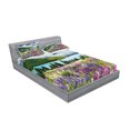 thumbnail image 2 of Ambesonne Nature Fitted Sheet & Pillow Sham Set, Lake Floral Petals, Full, Purple Fern Green, 2 of 2