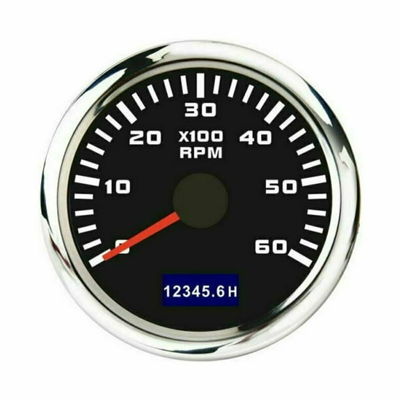 Geloo 52mm Waterproof 12/24V Tachometer Meter Speed Gauge Hour Meter 6000RPM LCD Display for Car Boat Yacht