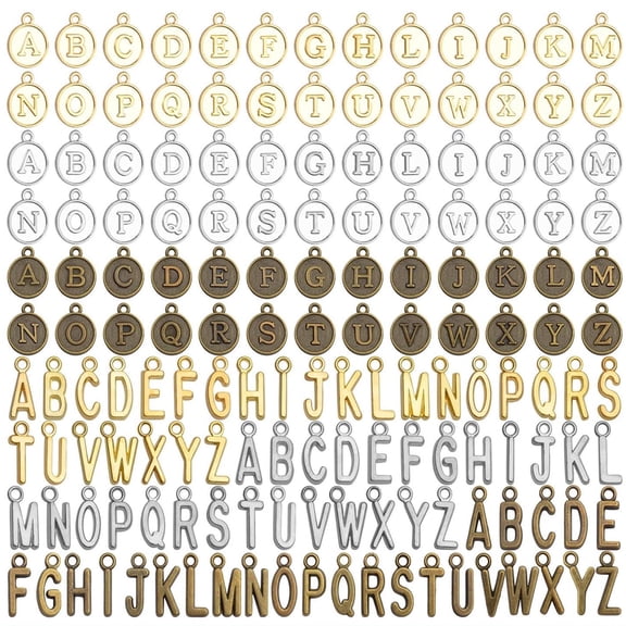 Letter Charms,156pcs (6 Sets) Silver Golden Antique Bronze Alphabet Pendants Charms Round Letter A-Z Charms for Necklace Bracelet Jewelry Making DIY Crafting