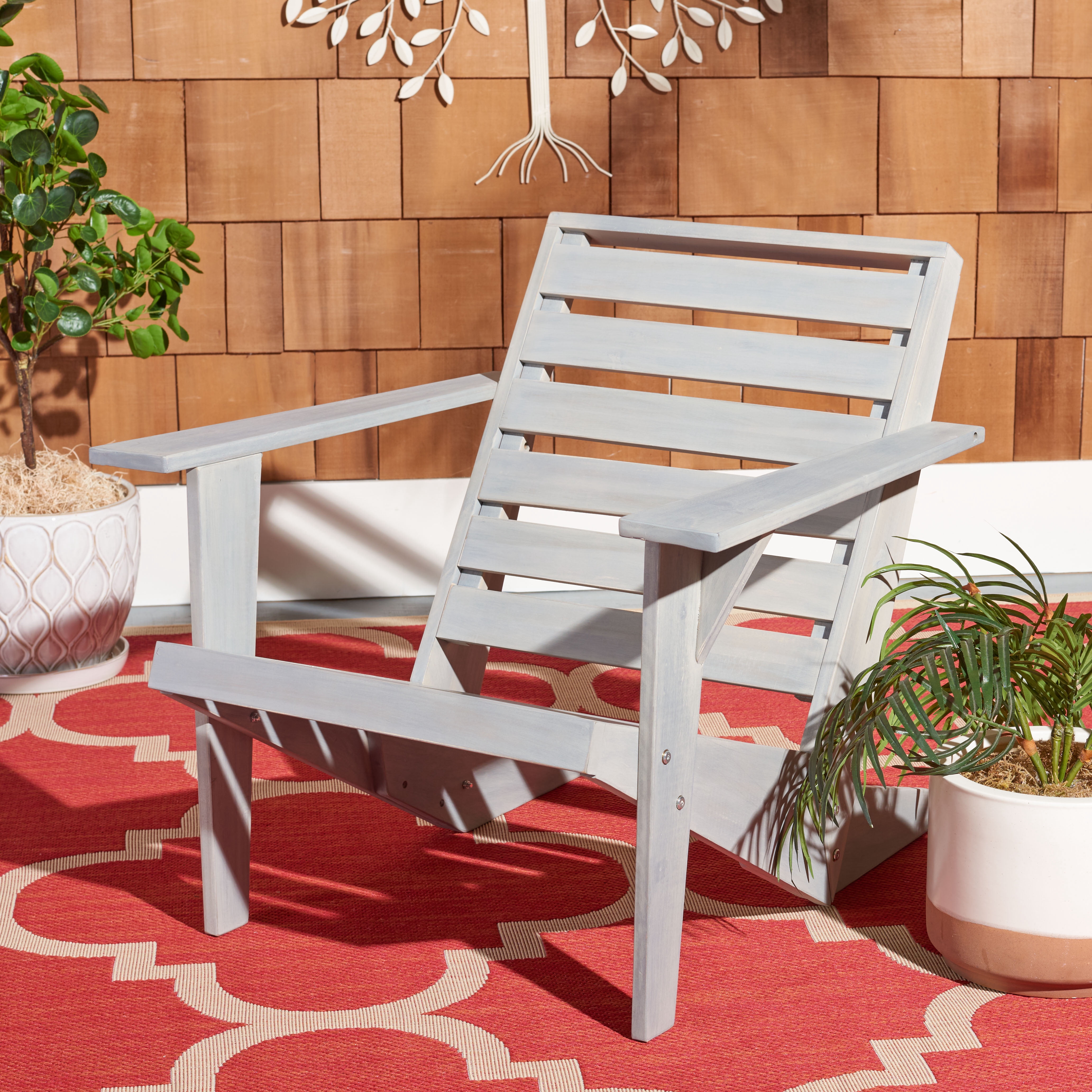 SAFAVIEH Lanty Transitional Outdoor Patio Adirondack Chair, Ash Grey