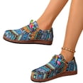 thumbnail image 4 of Women's Ethnic Print Canvas Sneakers, Lace Up Casual Walking Shoes, Women's Graffiti Canvas Fashion Sneaker | Comfortable Play Canva Shoes Retro Ethnic Style Low-Top Walking Slip On Shoes, Blue 5.5, 4 of 6