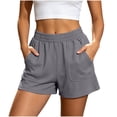 thumbnail image 2 of Women's Cotton Loose Shorts Pants, High Waist Slim Fit with Pockets, Casual Summer Beach & Active Outdoor Wear, Womens Shorts | UKHCCC,Gray XL, 2 of 8