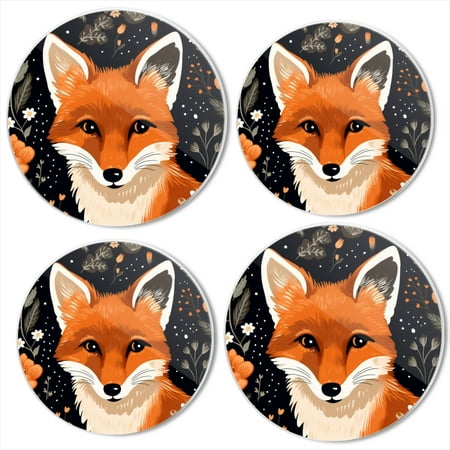 

Bahomeck Electric Stove Burner Covers Set Of 4 Cute Fox In The Middle Of Flowers And Leaves Metal Gas Stove Burner Covers Protecting Gas Stoves 8 Inch And 10 Inch