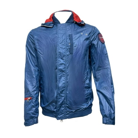 Armani Jeans Men's Hooded Windbreaker Jacket, Blue, XL
