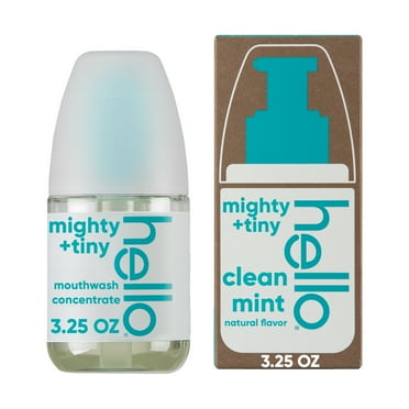 hello Mighty and Tiny Alcohol Free Mouthwash Concentrate, Clean Mint, 3.25 Fl Oz Pump Bottle