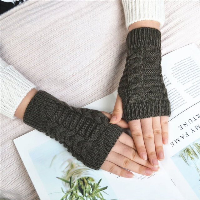 Manga de brazo de medio dedo de bambú corta y cálida para hombre y mujer, para ciclismo al aire libre, otoño e invierno