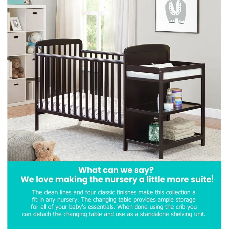 Espresso crib and changing table combo sale