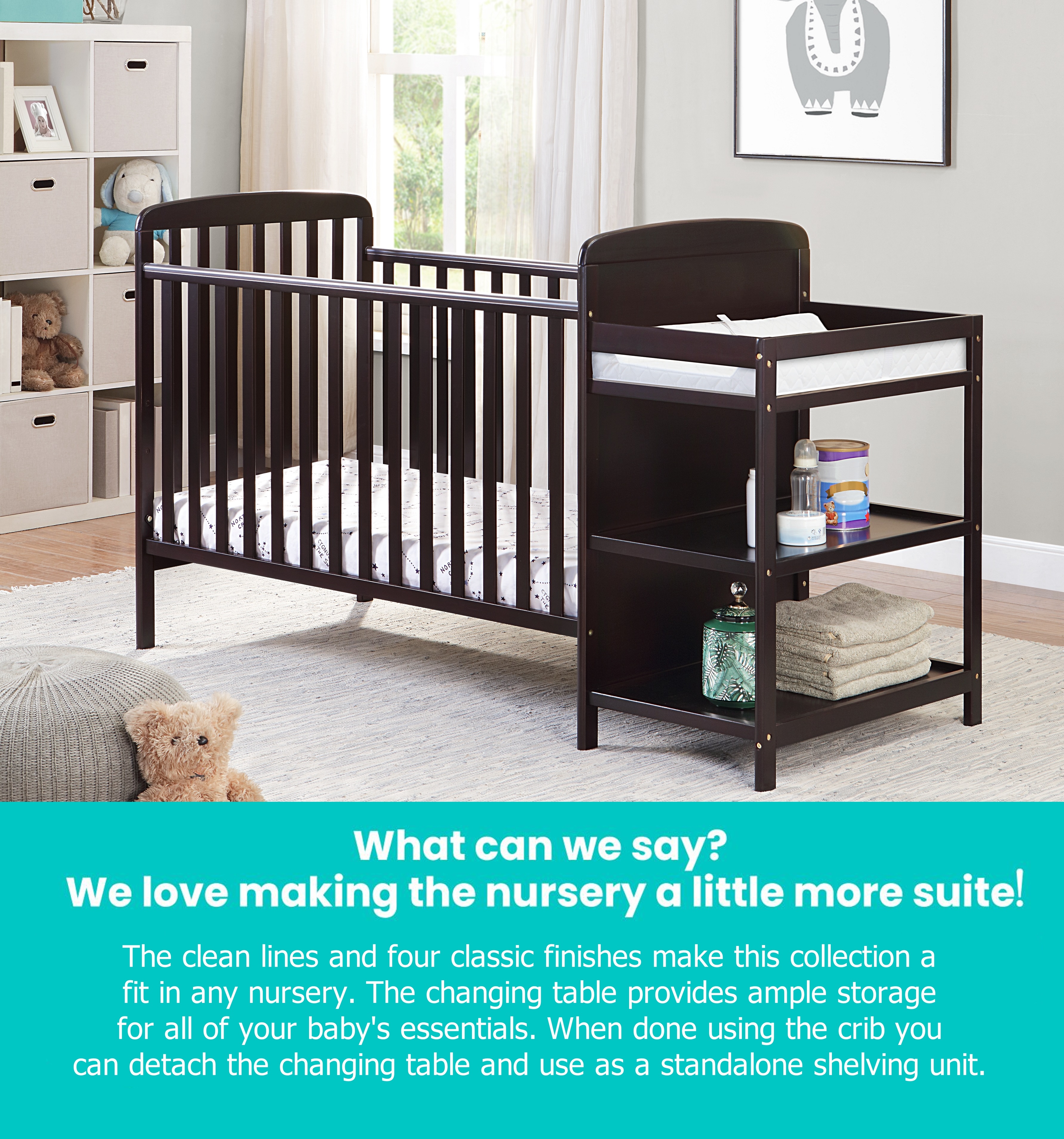 Suite Bebe Ramsey Crib and Changer Combo & Guardrail Bundled Espresso - image 4 of 10