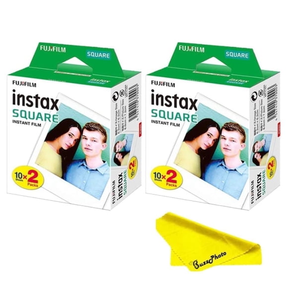 Fujifilm Instax Square Twin Pack Instant Films (White) - BuzzPhoto Value Pack (40 Sheets)